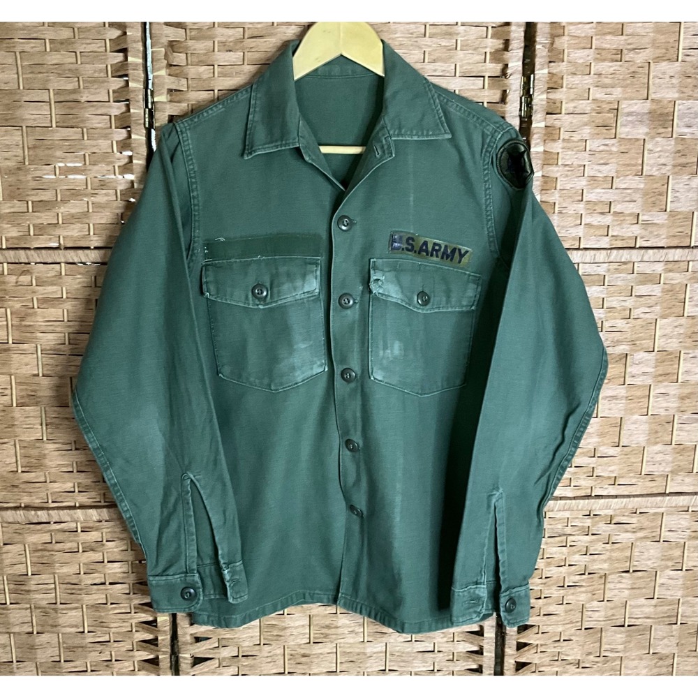 Vintage 69 US Army Field Shirt OG 107 Cotton Sateen Long Sleeve Military Uniform